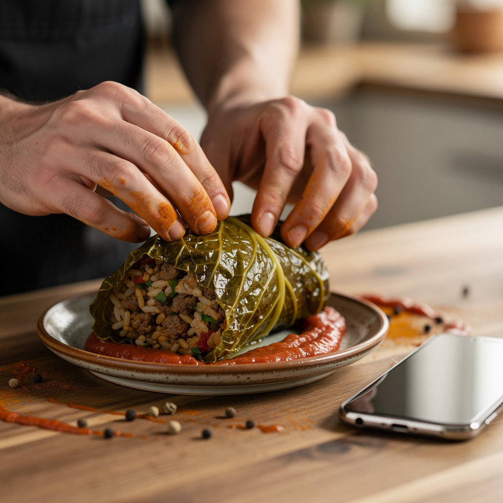 Mihnea's Sarmale team ready to connect - San Mateo parody Romanian food brand